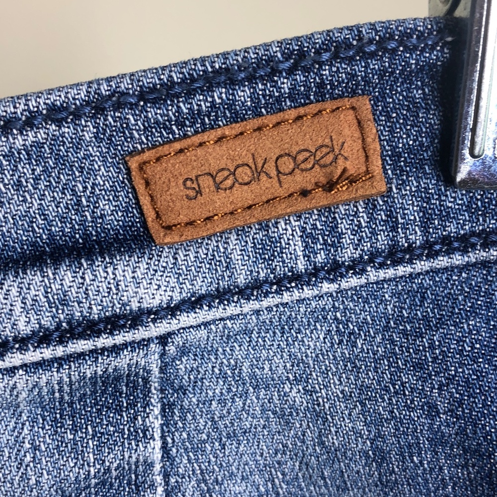 Sneak Peek Blue Denim Embroidered Bohemian Skirt Size Small - Picture 7 of 14